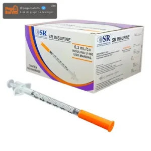Seringa de Insulina 0,3ml 6x0,25mm Com Agulha Fixa 31g Caixa 100 Unidades - Imagem 1