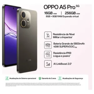 Smartphone OPPO A5 Pro 256GB 8GB RAM 5G IP69 Chocolate - Imagem 2