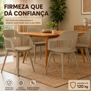 Kit 2 Cadeiras de Jantar Estofada Marcela Cor Nude Escuro Magazine Decor - Imagem 4