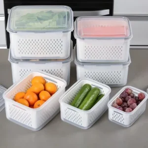 Kit 3 Organizadores Geladeira Alimentos Vegetais Com Tampas - Imagem 4