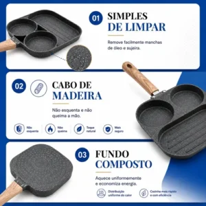 Frigideira Antiaderente com 3 Cavidades para Ovo e Panqueca de Alumínio - Imagem 7