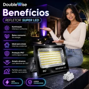 Kit 2 Refletores LED 400W Double Wise Branco Frio IP67 Áreas Externas - Imagem 2
