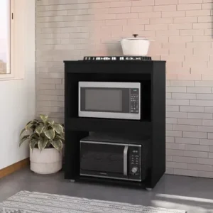 Balcão Adriana para Cooktop e Micro-ondas 75cm, Preto – AJL Móveis - Imagem 7
