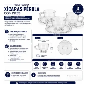 Jogo De Xícaras Com Pires 6 Pç Bubly Bolha Perola Cafe Cha - Imagem 3
