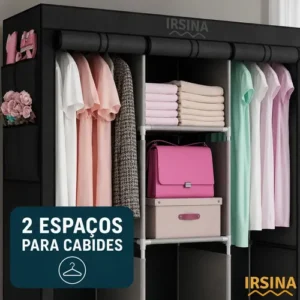 Guarda Roupa Dobrável Organizador Colmeia Preto 8 Prateleiras IRSINA - Imagem 6