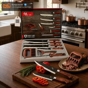 Conjunto De Facas Chef Profissional 8 Peças Churrasco Inox - Imagem 1