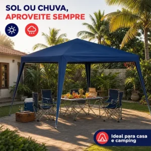 Tenda Gazebo 3x3 Sanfonada Praia Camping Eventos Azul - Imagem 3
