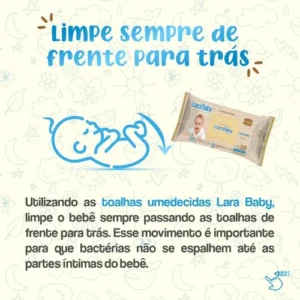 Kit C/12 Toalha Umed Lara Baby Premium C/100un - Imagem 3