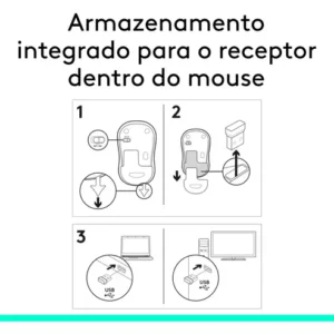 Mouse M185 Sem Fio A Pilha Usb Mini Receiver Preto Logitech Preto - Imagem 9