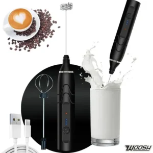 Mixer Elétrico Portátil 2 em 1 Recarregável Potente Misturador de Bebidas e Ovos 3 Velocidades Usb Batedor e Fue Fouet - Imagem 10