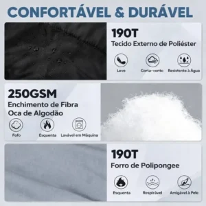 Saco De Dormir Camping Impermeável Usd Confortável 2,10m X 75cm C/ Bolsa De Transporte Cor Preto - Imagem 5