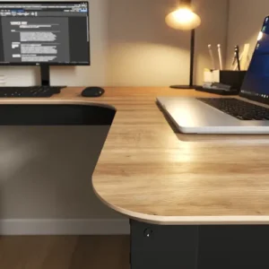 Mesa em L Orgânica Curva 120cm para PC Escrivaninha de Canto Home Office Design Industrial Moderno Gamer, Estação de Trabalho Angular para Escritório – Modelo Legos - Imagem 8