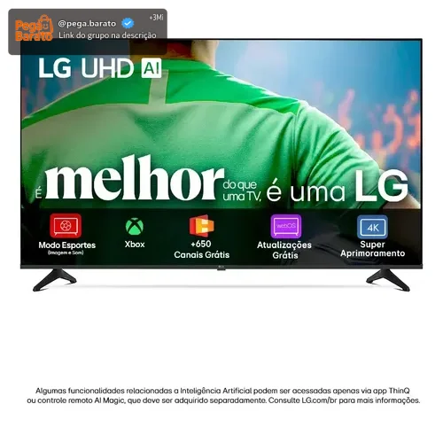 Smart TV LG UHD AI UA75 43 polegadas HDR10 Pro Processador α7 AI Ger8 webOS 25