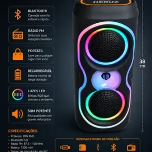 Caixa Caixinha De Som Bluetooth Grande S Fio Potente Recarre - Imagem 3