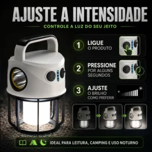 Lampião Lanterna Led Recarregável Usb 2 Em 1 Camping E Pesca - Imagem 6