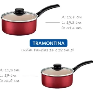 Jogo de Panelas Tramontina Turim 7 Peças em Alumínio com Revestimento Antiaderente Vermelho - Imagem 4