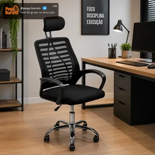 Cadeira de escritório Oficial Webshop Mesh Diretor ergonômica preta com estofado de malha