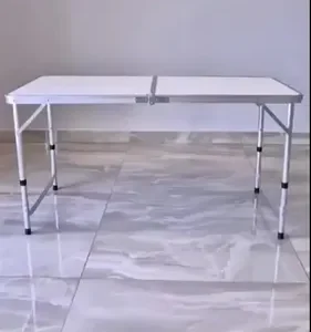 Mesa Dobravel Vira Maleta Camping Praia 120cm X 60cm Retangular Branca Marca MFL - Imagem 2