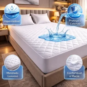 Protetor De Colchão Casal Impermeável Matelado Antiácaros - Imagem 2