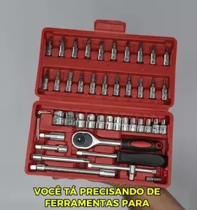 Kit Ferramentas 46 Peças Com Soquetes e Chaves Para Carro e Casa - Imagem 2