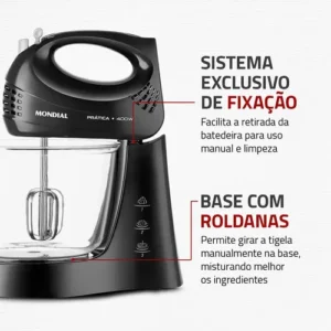 Batedeira Prática B-45-b 2 Tigelas 400w Preta Mondial Cor Preto Frequência 60 - Imagem 6