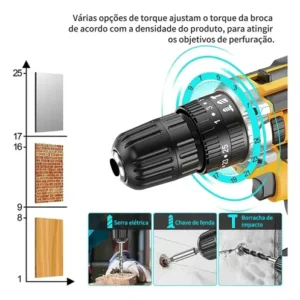 Parafusadeira Furadeira Impacto Chaves 48v 2 Baterias Maleta - Imagem 6