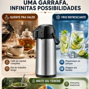 Garrafa Termica De Inox 1,9 Litros Café Ou Chimarrão Domero - Imagem 5