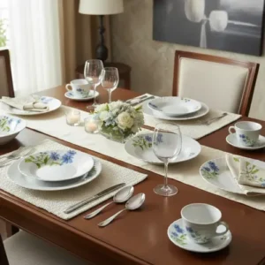 Aparelho De Jantar E Chá 20 Peças Opaline Branco Mesa Posta - Imagem 11