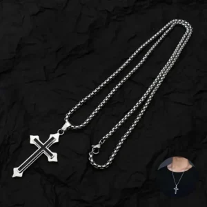 Corrente Cordão Pingente Cruz Gótica Aço Inoxidável - Imagem 6