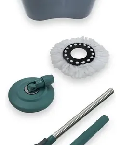 Esfregao Mop Giratorio 8 Litros Cesto Inox 2 Refil Pro Unica - Imagem 2