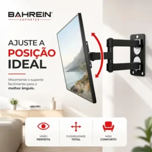 Suporte Articulado Bahrein para TV de 32" a 55" na Parede, com Inclinação e Giro 360° - Imagem 3