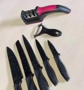 Kit Jogo De Facas 7 Peças Cozinha Aço Inox Corte Afiado Amolador Churrasco Sólar - Imagem 2