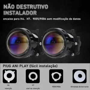 Par Projetor Bi Led Universal Retrofit 3 Polegadas H7 H4 H11 - Imagem 3
