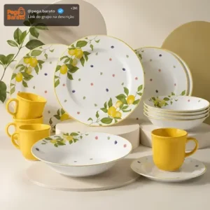 Aparelho Jogo De Jantar 16 Peças Porcelana Florido Limão - Imagem 1