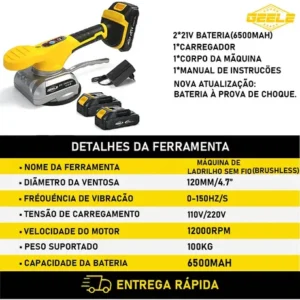 Máquina Assentar Pisos Porcelanato À Bateria 21v C/ Ventosa - Imagem 12