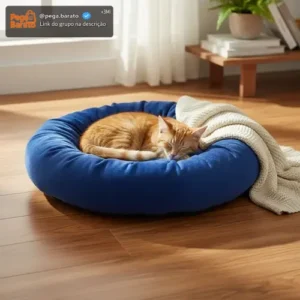 Caminha De Pelúcia Pet Redonda Para Cachorros E Gatos 50x50 - Imagem 1