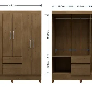 Guarda-roupa Casal New Brusque 6 Portas 2 Gavetas Bartira - Avel - Imagem 6
