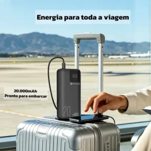 Power Bank 20000mah Turbo 22.5w Cabo Embutido Portátil - Imagem 5