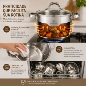 Jogo Panelas Inox 19 Peças Genebra Completo C/ Utensílios - Imagem 5