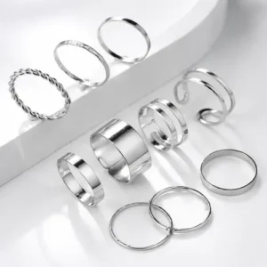 Conjunto Anéis Dourados Femininos Ajustáveis Moda - Imagem 8