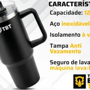 Copo Térmico Gigante 1,2l Inox Com Tampa E Canudo Aço Inox - Imagem 9