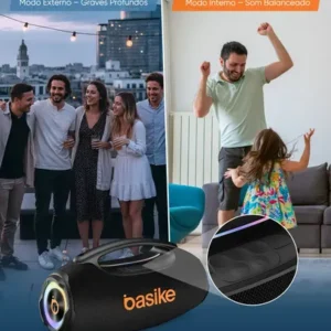 Basike Caixa de Som Boombox Plus 80W 8000Mah Portátil Bluetooth 5.3 Sem fio IPX6 À Prova D'água Com Luz RGB Hifi TWS Bass Forte Amplificada Alto falante Bombox TV Festa Casa Soundbox Subwoofer RAD337 - Imagem 7