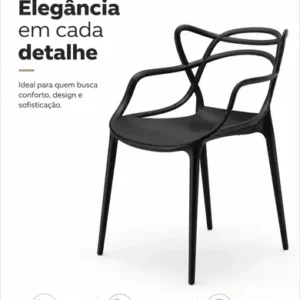 Kit 6 Cadeiras de Jantar Allegra Waw Design Empilhável em Polipropileno Preto - Imagem 9
