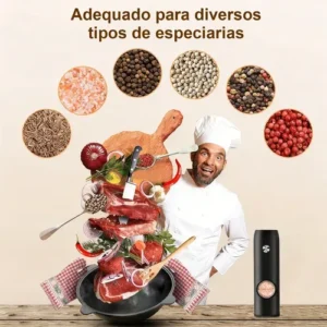 Moedor De Pimenta E Sal Elétrico Usb-c Com Led E Ajuste Fino - Imagem 5