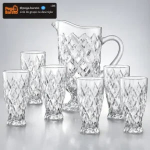 Kit Jarra De Vidro 1,15l + 6 Copos 300ml Jarra De Suco - Imagem 1