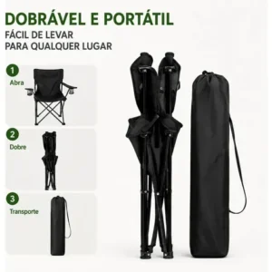 Cadeira De Pesca Dobrável Com Apoio De Braço E Porta Copos Cor Preto B&G SHOPPING - Imagem 6