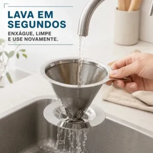 Filtro Permanente Café 103 Aço Inox Reutilizável Coador Universal Malha Fina Lavável Sem Papel Alta Durabilidade Premium - Imagem 9