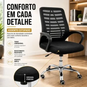 Cadeira Escritório Ergonômica Mesh Altura Ajustável 120kg - Imagem 3