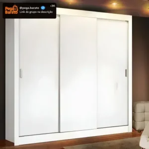Guarda Roupa Casal Madesa Mônaco 3 Portas De Correr Cor Branco 109309 - Imagem 1