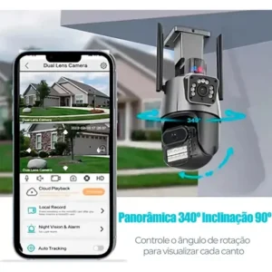 Câmera Segurança Wifi Ip Lente Dupla 2x 3mp Externa 360° A prova Dágua Cor Cinza - Imagem 5